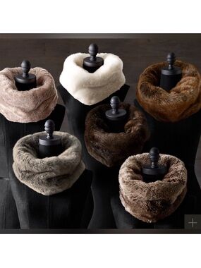 NWT RESTORATION HARDWARE FAUX MINK FUR INFINITY SCARF  - BROWN